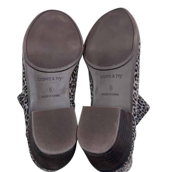 Crown & Ivy Kendall  Animal Leopard Print Leather Classic Chic Booties Women's 8 - Picture 7 of 9